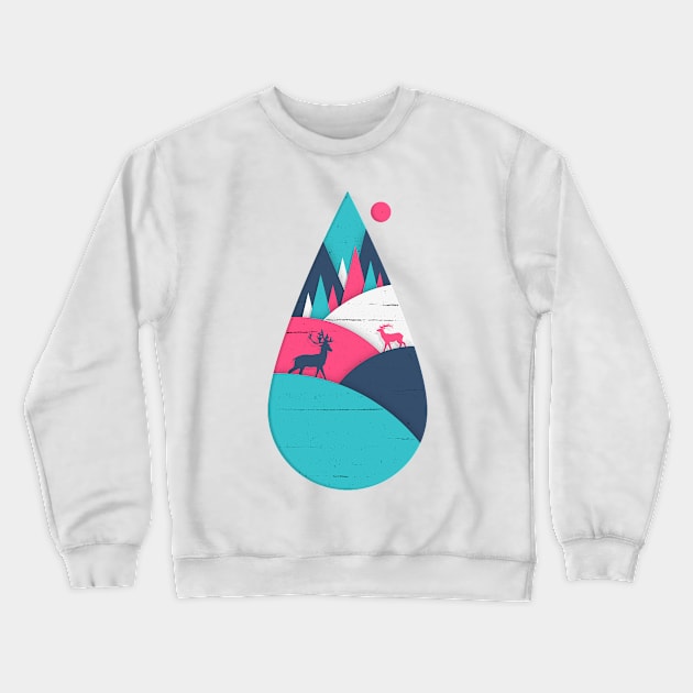 Geometric Deers in Nature Crewneck Sweatshirt by BackintheDayShirts